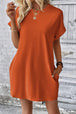 Pocketed Round Neck Short Sleeve Dress -BazaarBey - www.shopbazaarbey.com
