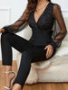 BazaarBey Plunge Long Sleeve Jumpsuit 