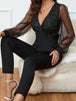 BazaarBey Plunge Long Sleeve Jumpsuit 