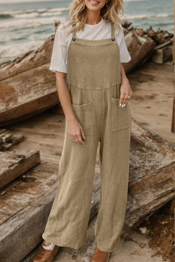 BazaarBey  Wide Leg Front Pocket Jumpsuit 