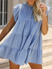 Ruched Round Neck Cap Sleeve Mini Dress -BazaarBey - www.shopbazaarbey.com