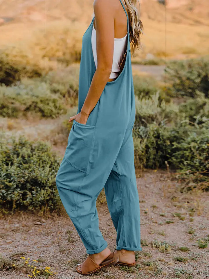   V-Neck Sleeveless Jumpsuit with Pockets Trendsi