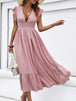  Ruffled Plunge Dress -BazaarBey - www.shopbazaarbey.com