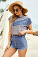 Tank,  Round Neck Tee and Shorts Three-Piece Swim Set Trendsi