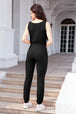 Drawstring Round Neck Sleeveless Jumpsuit Trendsi