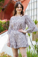 Printed  Ruffled Romper Trendsi
