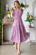  Printed V-Neck Ruffled Midi Dress -BazaarBey - www.shopbazaarbey.com