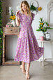  Printed V-Neck Ruffled Midi Dress -BazaarBey - www.shopbazaarbey.com