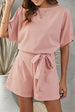 Tie Belt Short Sleeve Romper Trendsi