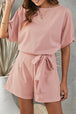 Tie Belt Short Sleeve Romper Trendsi