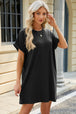 Round Neck Rolled Short Sleeve Tee Dress -BazaarBey - www.shopbazaarbey.com