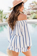 Striped Off Shoulder Smocked Romper Trendsi