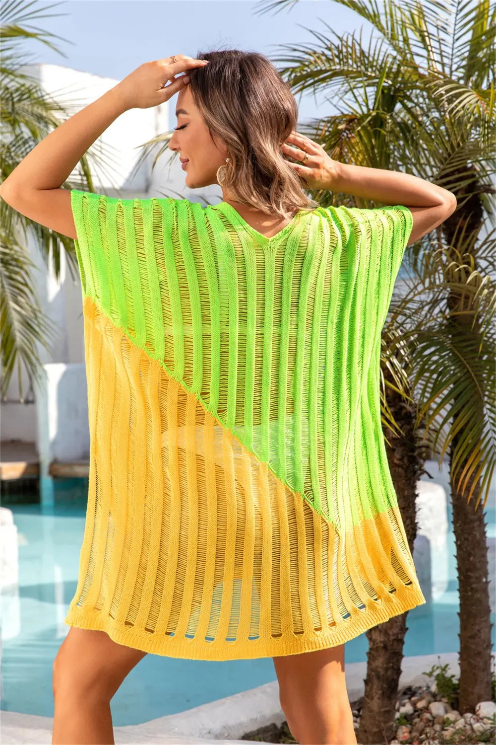 Slit  V-Neck Cover Up Trendsi
