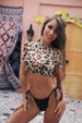 Animal Print Tie Side Three-Piece Swim Set Trendsi