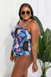 Floral Crisscross Spliced Mesh One-Piece Swimsuit Trendsi