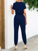 Short Sleeve V-Neck Jumpsuit with Pockets Trendsi