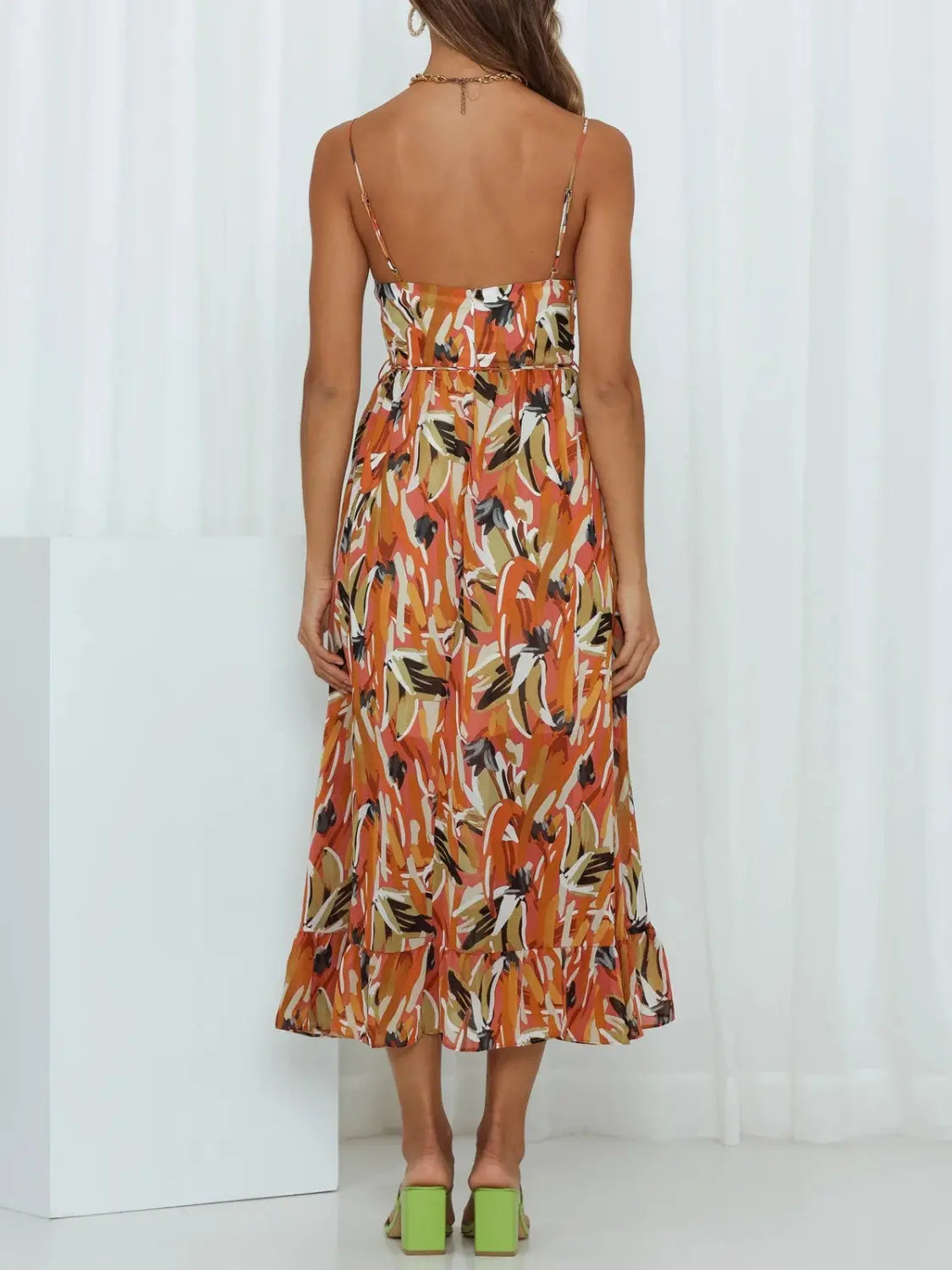 Printed Sleeveless Midi Cami dress -BazaarBey - www.shopbazaarbey.com