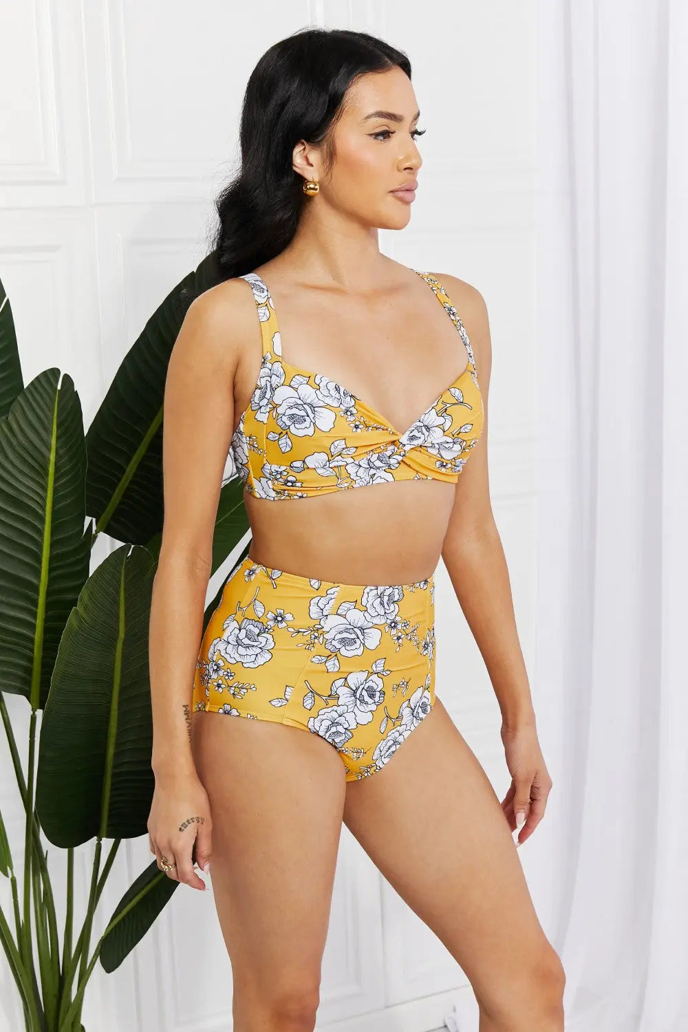  Swim Take A Dip Twist High-Rise Bikini in Mustard Trendsi