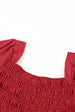 Smocked Long Flounce Sleeve Square Neck Jumpsuit Trendsi