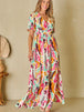 Slit Printed  Short Sleeve Maxi Dress -BazaarBey - www.shopbazaarbey.com