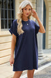 Round Neck Rolled Short Sleeve Tee Dress -BazaarBey - www.shopbazaarbey.com