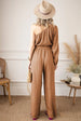Texture Single Shoulder Tie-Waist Jumpsuit Trendsi