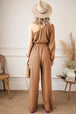 Texture Single Shoulder Tie-Waist Jumpsuit Trendsi