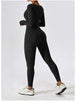 Square Neck Long Sleeve Sports Jumpsuit Trendsi