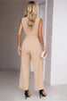 Tie Waist Shawl Collar Sleeveless Jumpsuit Trendsi