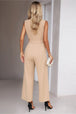 Tie Waist Shawl Collar Sleeveless Jumpsuit Trendsi