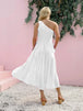 Smocked Single Shoulder Sleeveless Dress -BazaarBey - www.shopbazaarbey.com