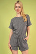 Round Neck Short Sleeve Romper with Pockets Trendsi
