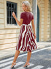 Printed Tie Waist Short Sleeve Dress -BazaarBey - www.shopbazaarbey.com
