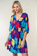  Full Size Printed V-Neck Mini Dress -BazaarBey - www.shopbazaarbey.com