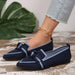 Bow Contrast Trim Point Toe Loafers Trendsi