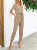 Short Sleeve V-Neck Jumpsuit with Pockets Trendsi
