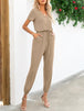 Short Sleeve V-Neck Jumpsuit with Pockets Trendsi