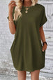 Pocketed Round Neck Short Sleeve Dress -BazaarBey - www.shopbazaarbey.com