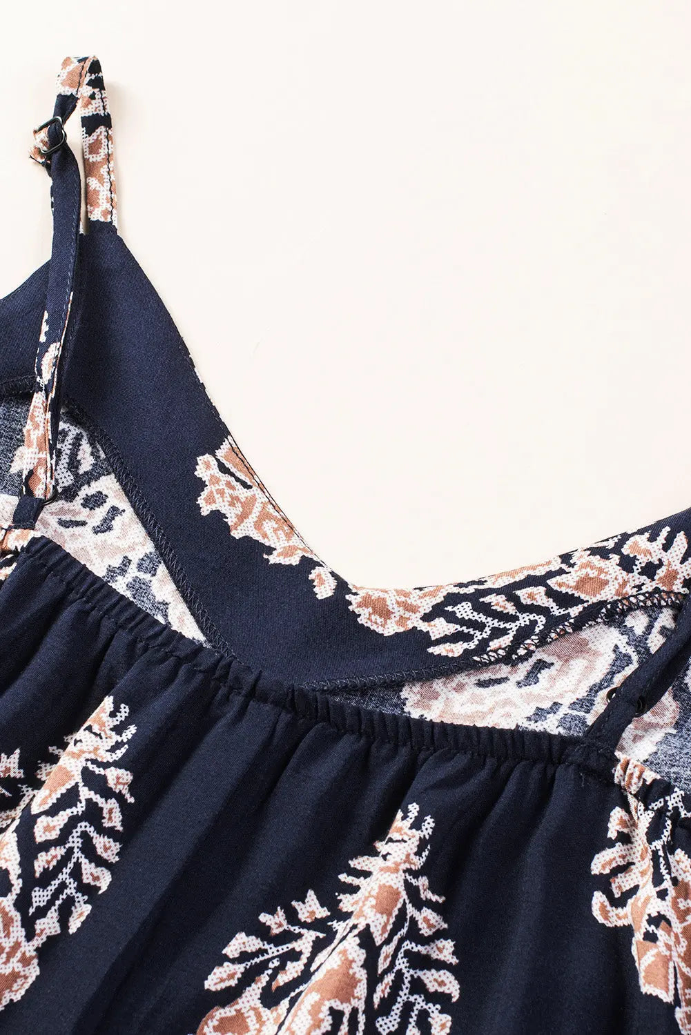 Printed V-Neck Sleeveless Jumpsuit Trendsi