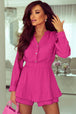Buttoned Notched Neck Long Sleeve Romper Trendsi
