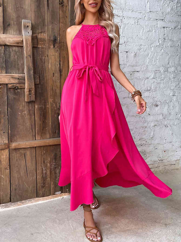  Neck Tie Belt Dress -BazaarBey - www.shopbazaarbey.com
