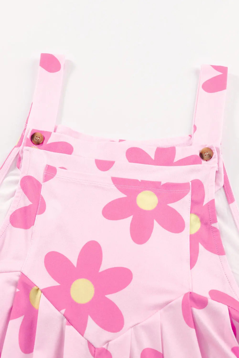 Pocketed Flower Wide Strap Overall Trendsi