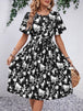Printed Round Neck Short Sleeve Dress -BazaarBey - www.shopbazaarbey.com