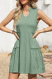 Frill Notched Sleeveless Mini Dress -BazaarBey - www.shopbazaarbey.com