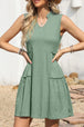 Frill Notched Sleeveless Mini Dress -BazaarBey - www.shopbazaarbey.com