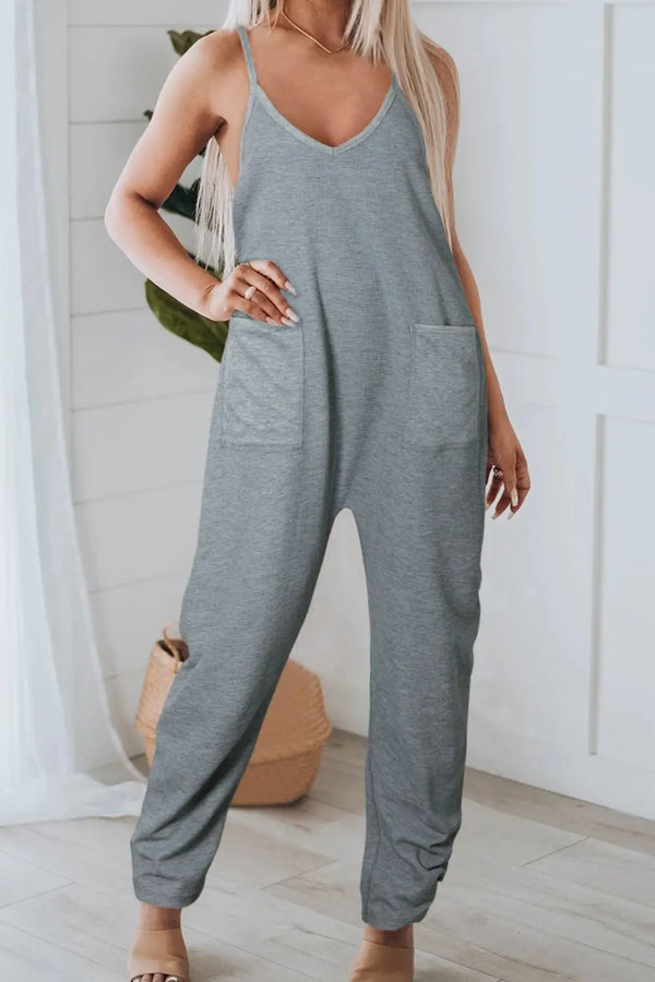 BazaarBey Pocketed V-Neck Spaghetti Strap Jumpsuit 