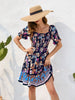 Printed Square Neck Short Sleeve Dress -BazaarBey - www.shopbazaarbey.com