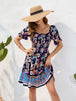 Printed Square Neck Short Sleeve Dress -BazaarBey - www.shopbazaarbey.com