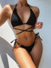 BazaarBey Textured Halter Neck Tie Side Bikini Set 