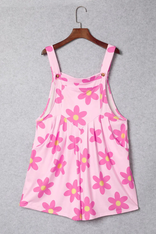 BazaarBey Pocketed Flower Wide Strap Overall 